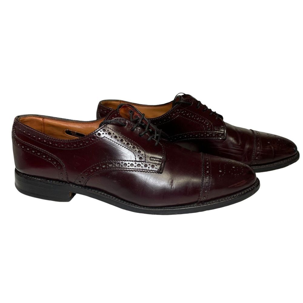 Allen Edmonds SANFORD Burgundy Leather Cap Toe‎ Oxford Dress Shoes 5237 Size 9D